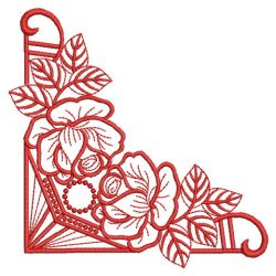 Redwork Rose Corners 08(Lg) machine embroidery designs