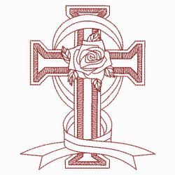 Redwork Rose Cross 2 02(Md) machine embroidery designs