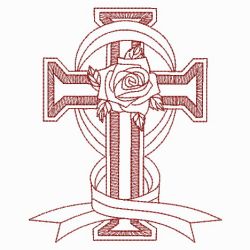 Redwork Rose Cross 2 02(Lg) machine embroidery designs