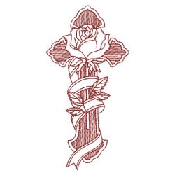 Redwork Rose Cross 2 06(Md) machine embroidery designs