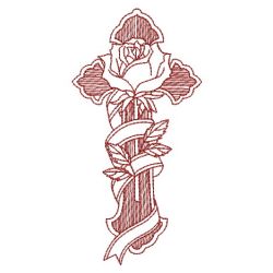 Redwork Rose Cross 2 06(Sm) machine embroidery designs