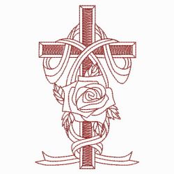 Redwork Rose Cross 2 08(Md) machine embroidery designs