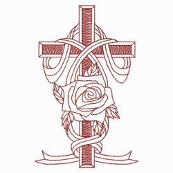 Redwork Rose Cross 2 08(Sm) machine embroidery designs