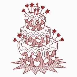 Redwork Cakes 03(Lg) machine embroidery designs