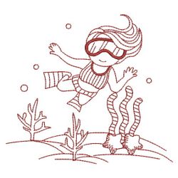 Redwork Ocean Divers 01(Md) machine embroidery designs