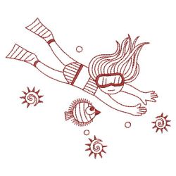 Redwork Ocean Divers 04(Md) machine embroidery designs