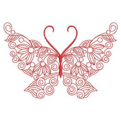 Redwork Floral Butterflies 09(Lg)