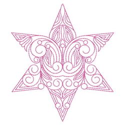 Redwork Floral Stars 04(Lg)