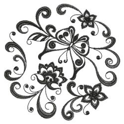Blackwork Curly Butterfly 2 05(Sm) machine embroidery designs