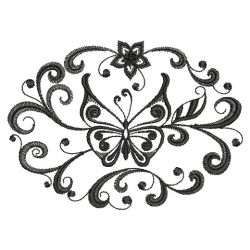 Blackwork Curly Butterfly 2 08(Sm)