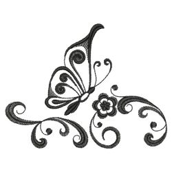 Blackwork Curly Butterfly 2 09(Md) machine embroidery designs