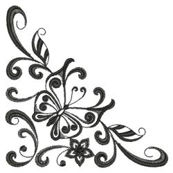 Blackwork Curly Butterfly 2 10(Md) machine embroidery designs