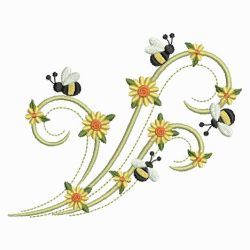 Swirly Bees 04(Lg) machine embroidery designs