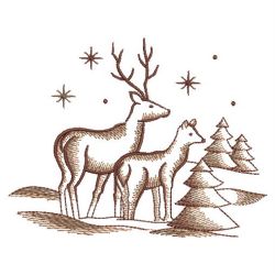 Toile Deer Scene 07(Md) machine embroidery designs