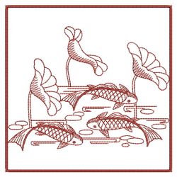 Redwork Koi Fish 04(Md) machine embroidery designs