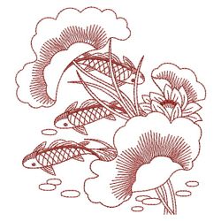 Redwork Koi Fish 12(Md) machine embroidery designs