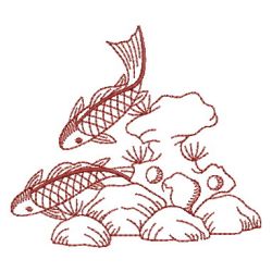 Redwork Koi Fish 13(Md) machine embroidery designs