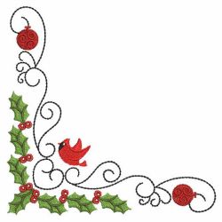 Christmas Cardinal Corners 01 machine embroidery designs