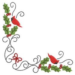 Christmas Cardinal Corners 05 machine embroidery designs