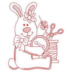 Redwork Sewing Bunny 09(Lg)