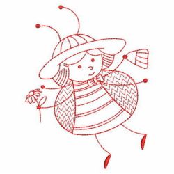 Redwork Stick Ladybug Girls 01(Md) machine embroidery designs