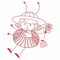 Redwork Stick Ladybug Girls 02(Lg)