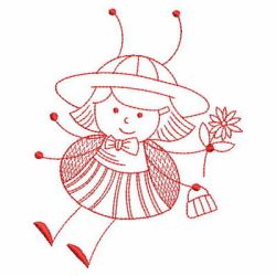 Redwork Stick Ladybug Girls 02(Md) machine embroidery designs