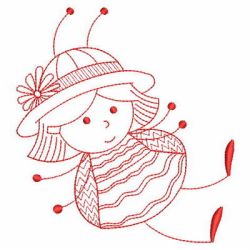 Redwork Stick Ladybug Girls 03(Sm) machine embroidery designs