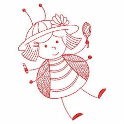 Redwork Stick Ladybug Girls 04(Lg) machine embroidery designs