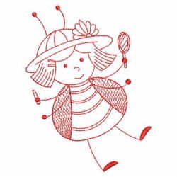 Redwork Stick Ladybug Girls 04(Lg)