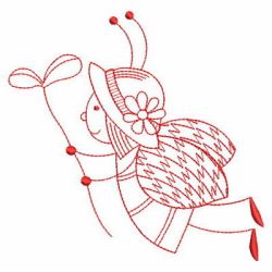 Redwork Stick Ladybug Girls 05(Lg)