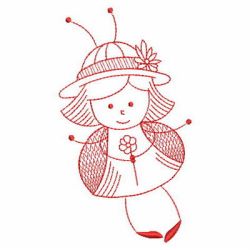 Redwork Stick Ladybug Girls 06(Md) machine embroidery designs