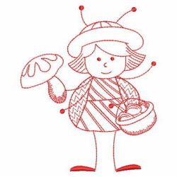 Redwork Stick Ladybug Girls 08(Lg)