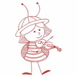 Redwork Stick Ladybug Girls 09(Lg)