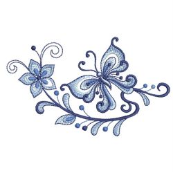 Blue Jacobean Floral Butterfly 01(Sm) machine embroidery designs