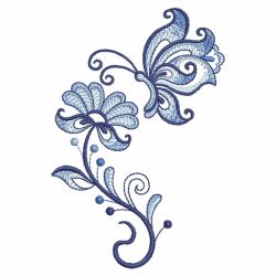 Blue Jacobean Floral Butterfly 05(Lg) machine embroidery designs