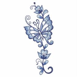 Blue Jacobean Floral Butterfly 06(Sm) machine embroidery designs