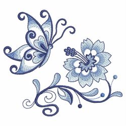 Blue Jacobean Floral Butterfly 08(Lg) machine embroidery designs