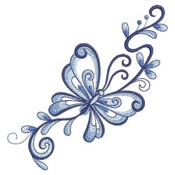 Blue Jacobean Floral Butterfly 09(Md) machine embroidery designs