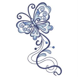 Blue Jacobean Floral Butterfly 10(Sm) machine embroidery designs