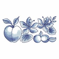 Blue Jacobean Fruits 04 machine embroidery designs