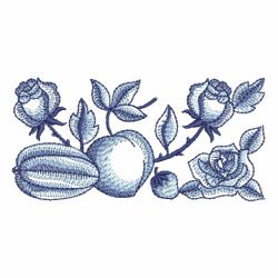 Blue Jacobean Fruits 07 machine embroidery designs