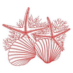 Redwork Seashells 08(Md) machine embroidery designs