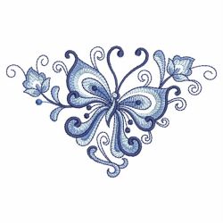 Blue Jacobean Buttefly Corners(Md) machine embroidery designs
