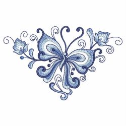 Blue Jacobean Buttefly Corners(Sm) machine embroidery designs