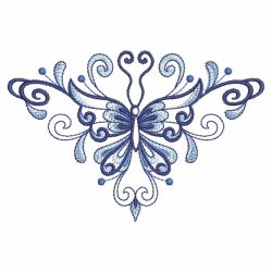 Blue Jacobean Buttefly Corners 03(Md) machine embroidery designs