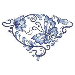 Blue Jacobean Buttefly Corners 05(Lg) machine embroidery designs
