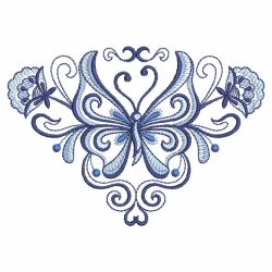 Blue Jacobean Buttefly Corners 06(Lg) machine embroidery designs
