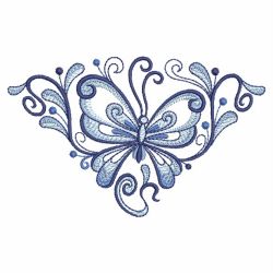 Blue Jacobean Buttefly Corners 07(Lg) machine embroidery designs