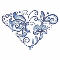 Blue Jacobean Buttefly Corners 08(Md) machine embroidery designs